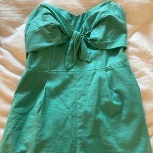 Blue strapless romper